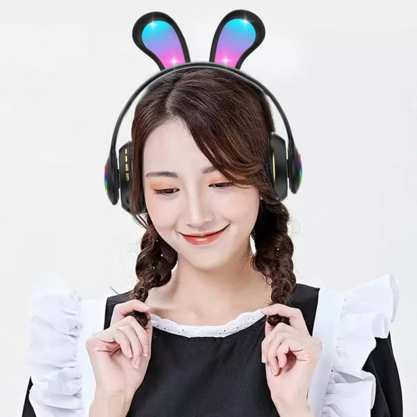 Безжични слушалки ХИТ МОДЕЛ 2022 Заешки уши Rabbit Headphones PM-08 PINK